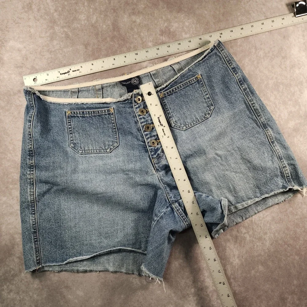 Venezia Jeans Denim Shorts 16 Blue Cotton High Waist Button Fly Raw Hem Cut Offs